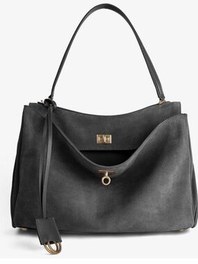 hedexe Gray Genuine Leather Soft Cowhide Shoulder Handbag Great condition